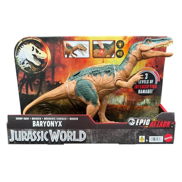 Jurassic World Epic Attack Baryonyx Action Figure Chomp Back Mattel HTP68 New - Picture 1 of 11